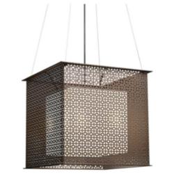 UltraLights Clarus 18" Wide Satin Pewter and Opal Pendant Light