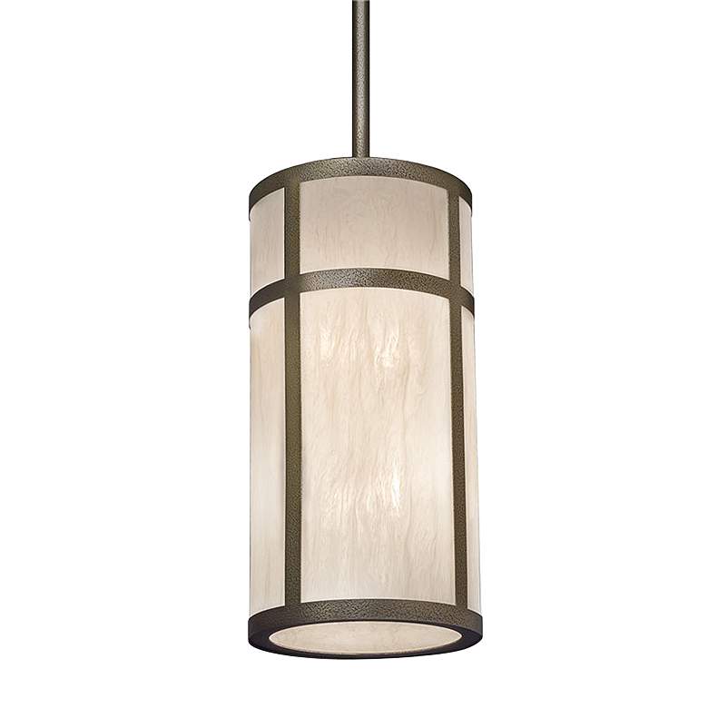 Image 1 UltraLights Classics 12"W Smokey Brass with Caramel Onyx Mini Pendant