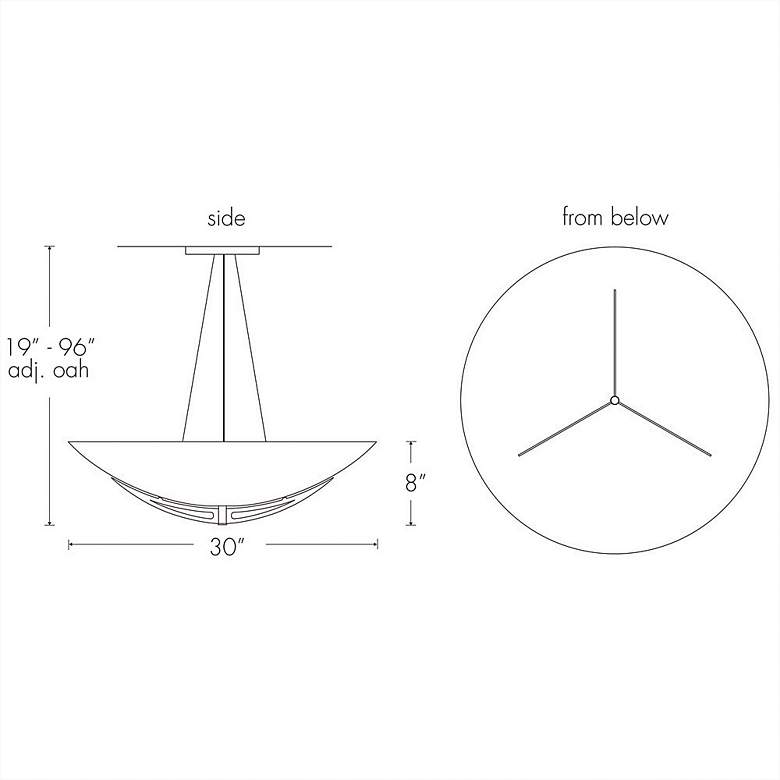 Image 3 UltraLights Compass 30"W Dark Iron and Faux Alabaster Pendant Light more views