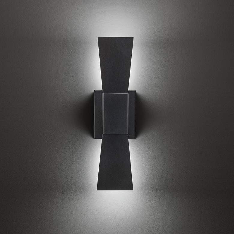 Image 3 UltraLights Cylo 18" High Black Pearl ADA 0-10V LED Wall Sconce more views