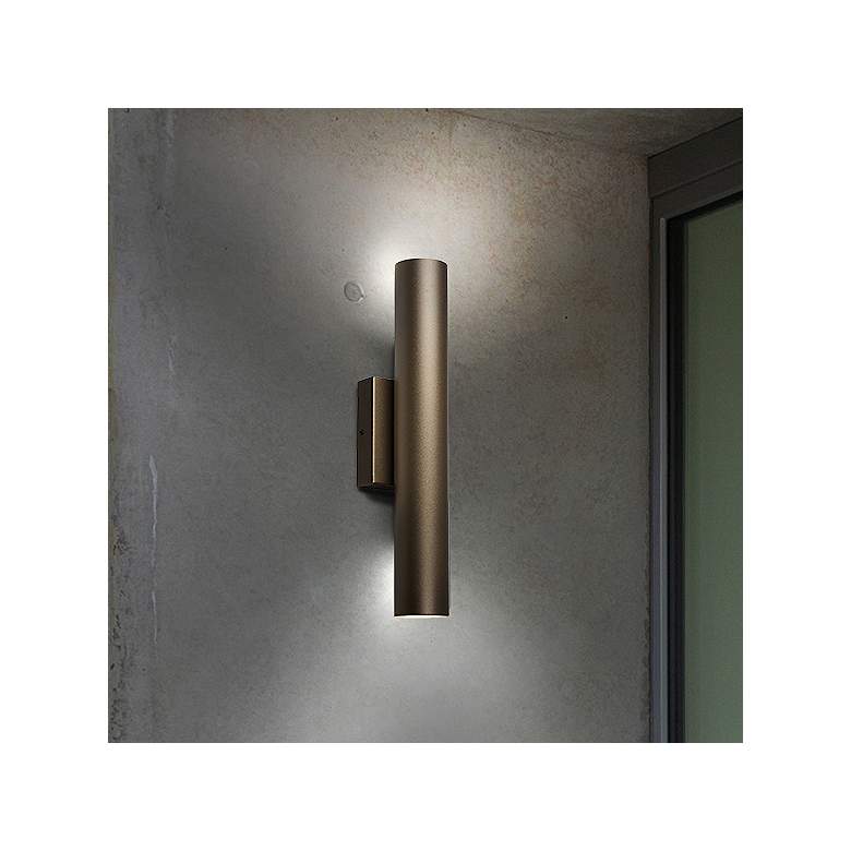 Image 2 UltraLights Cylo 19.5" High Cast Bronze Modern LED Up-Down Wall Light