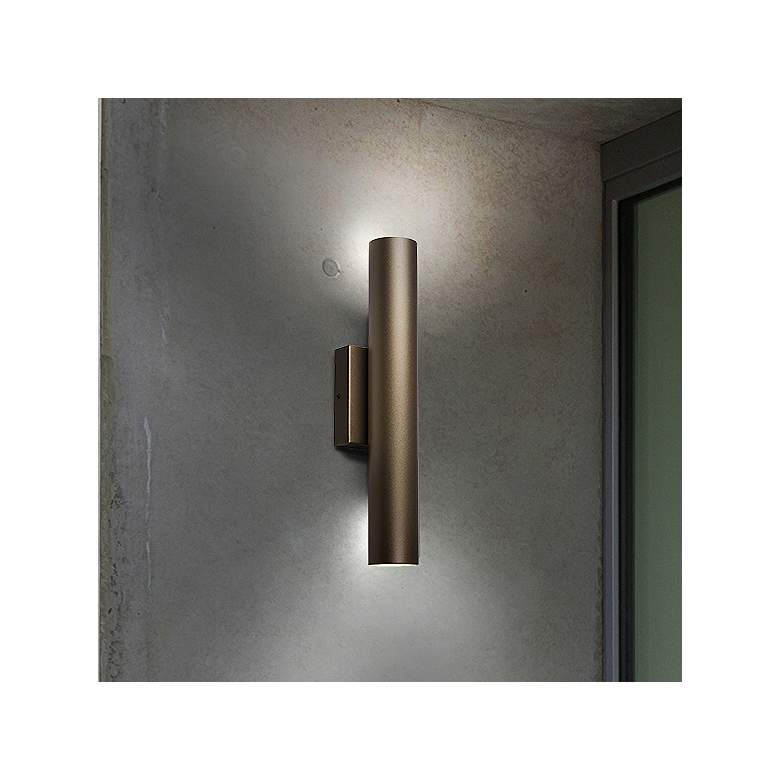 Image 2 UltraLights Cylo 19 1/2" High Cast Bronze and Opal Outdoor Wall Light