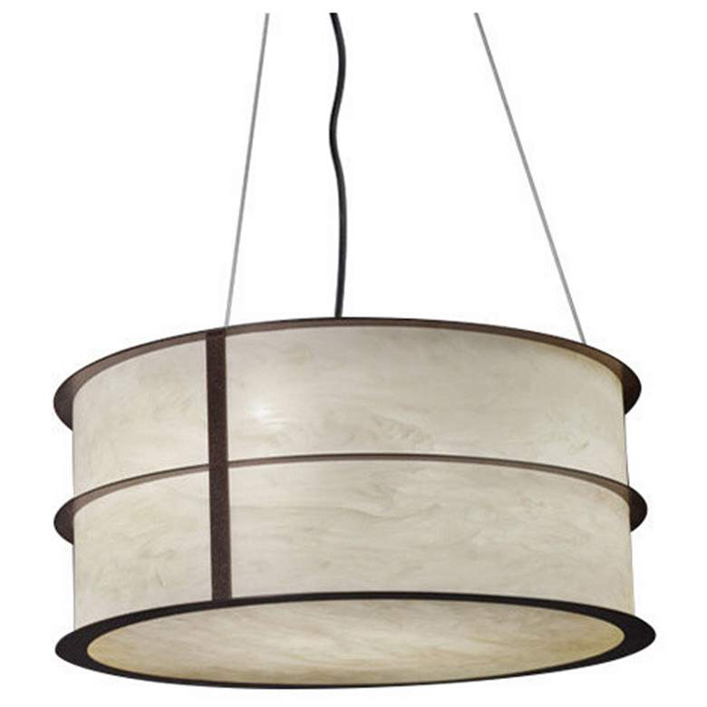 Image 1 UltraLights Ellipse 24" Wide Bronze Age and Caramel Onyx Pendant Light