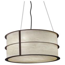 UltraLights Ellipse 24" Wide Bronze Age and Caramel Onyx Pendant Light