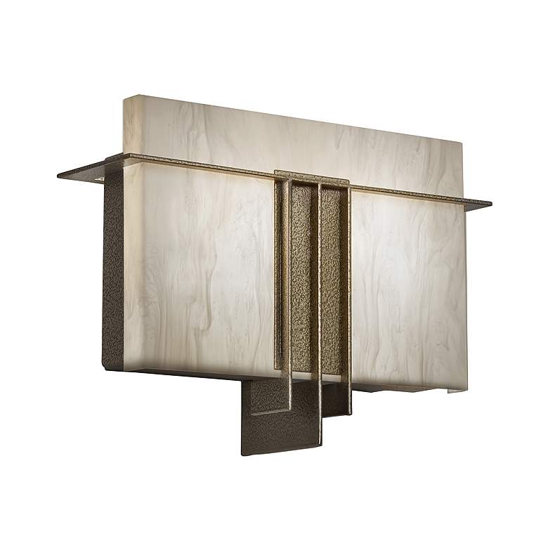Image 1 UltraLights Genesis 10"H Brass and Faux Alabaster ADA 0-10V LED Sconce