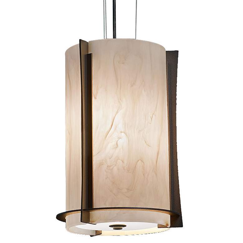 Image 1 UltraLights Genesis 10"W Cast Bronze and Caramel Onyx LED Mini Pendant