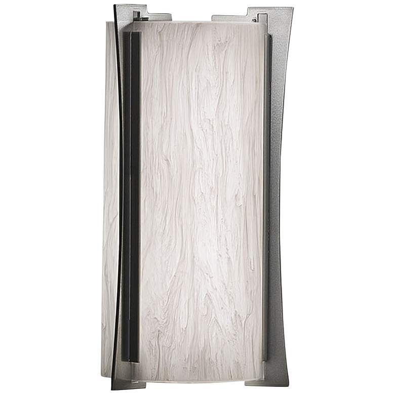 Image 1 UltraLights Genesis 14" Pewter and Faux Alabaster LED Outdoor Light