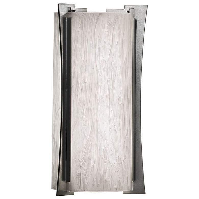 Image 1 UltraLights Genesis 14"H Pewter and Faux Alabaster 0-10V LED Sconce