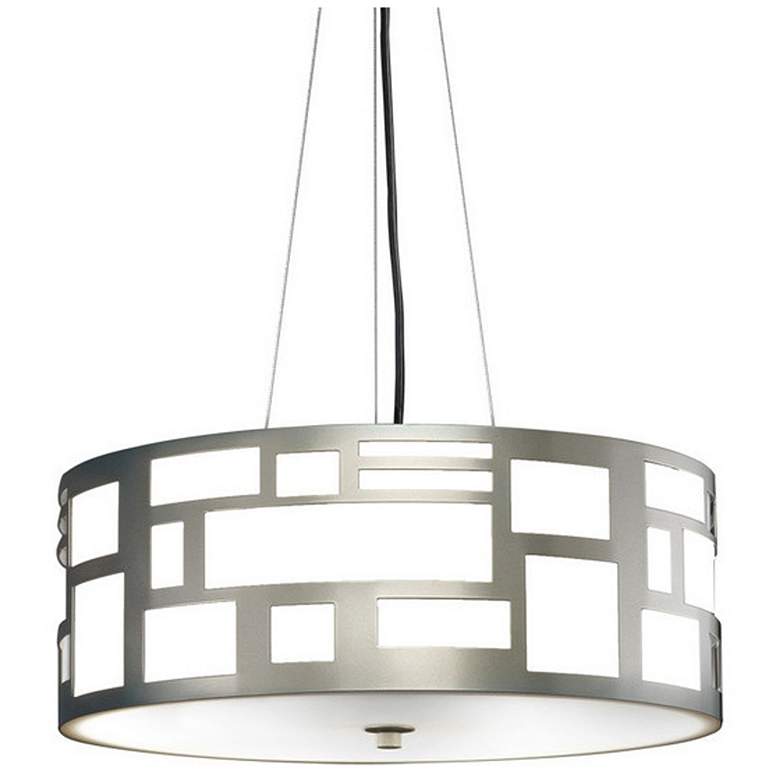 Image 1 UltraLights Genesis 16"W Satin Pewter and Opal Acrylic Pendant Light
