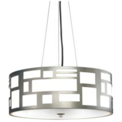 UltraLights Genesis 16"W Satin Pewter and Opal Acrylic Pendant Light