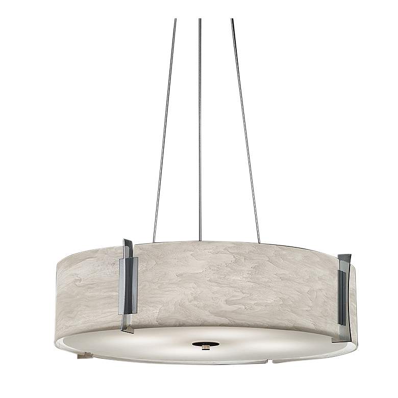 Image 4 UltraLights Genesis 24" Wide Chrome and White 0-10V LED Pendant Light more views