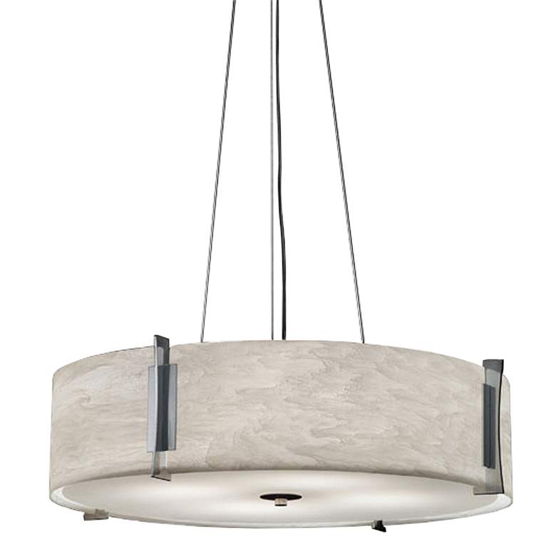 Image 2 UltraLights Genesis 24" Wide Chrome and White Swirl Pendant Light