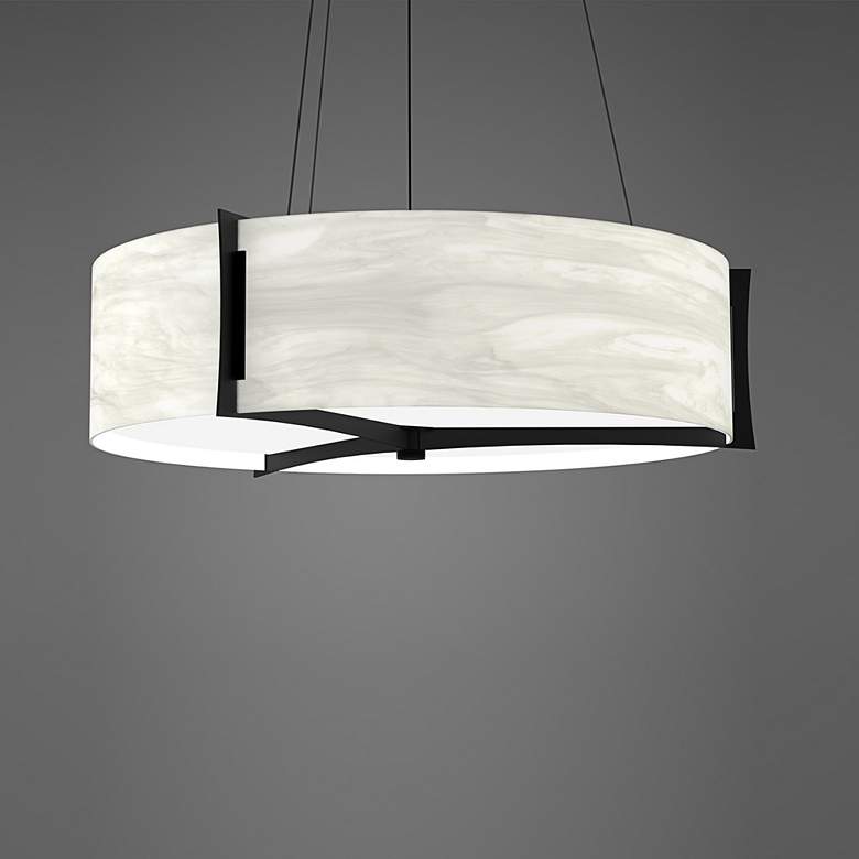 Image 3 UltraLights Genesis 24"W Black Pearl and White Swirl LED Pendant Light more views