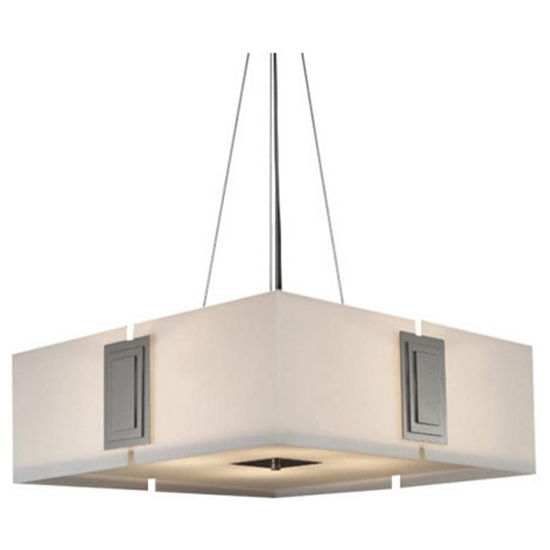 Image 1 UltraLights Genesis 24"W Satin Pewter and Opal 0-10V LED Pendant Light
