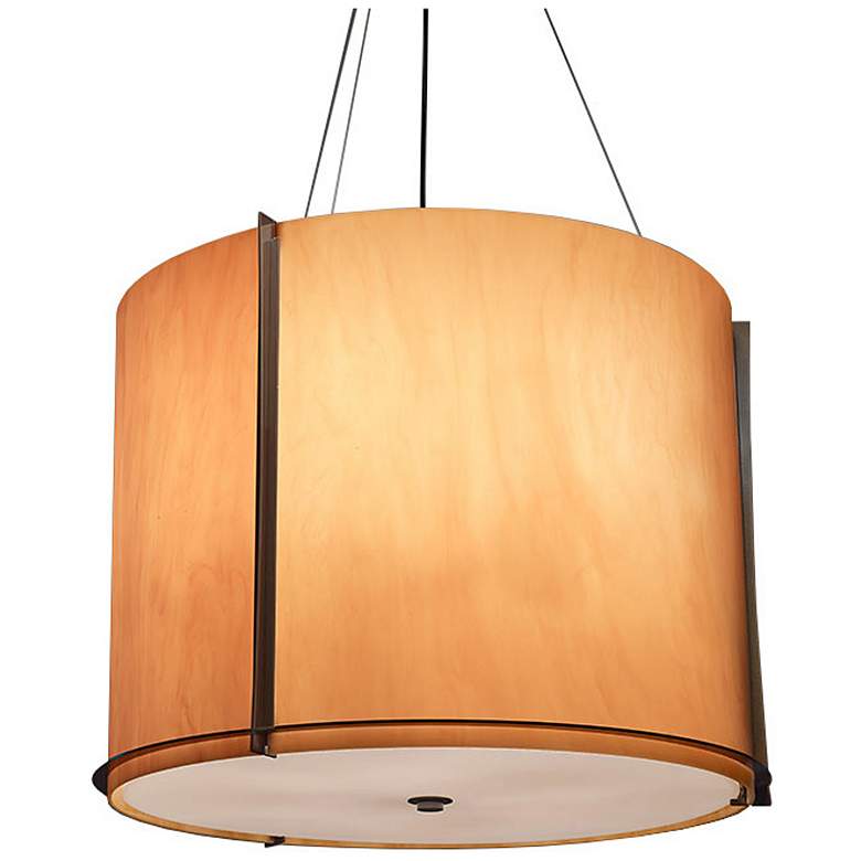 Image 1 UltraLights Genesis 32" Wide Bronze and Tea Stained LED Pendant Light