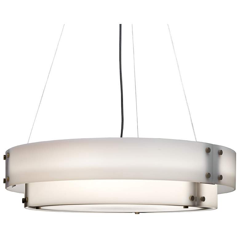 Image 1 UltraLights Invicta 24"W New Brass and Opal Triac LED Pendant Light