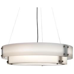 UltraLights Invicta 30"W New Brass and Opal LED Retrofit Pendant Light