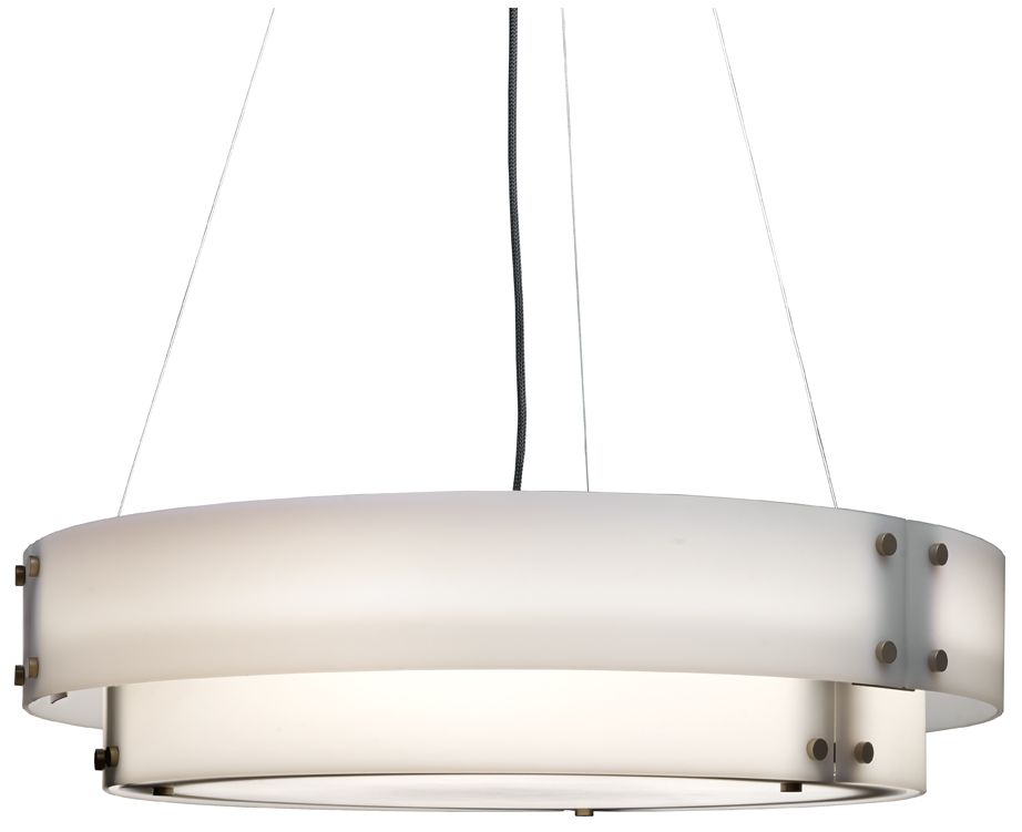 UltraLights Invicta 30"W New Brass & Opal LED Pendant Light Made to Order