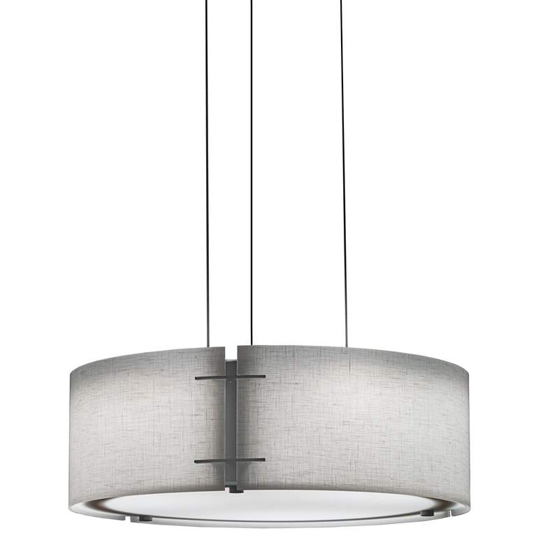 Image 1 UltraLights Loom 18"W Black and Oyster Linen 0-10V LED Pendant Light