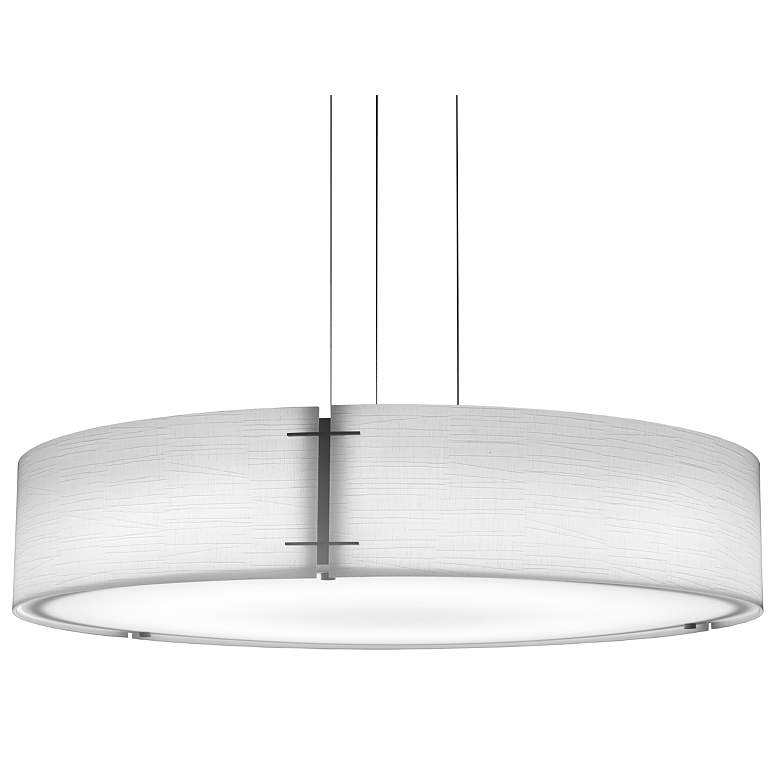Image 1 UltraLights Loom 36" Wide Black and Modern Linen LED Pendant Light