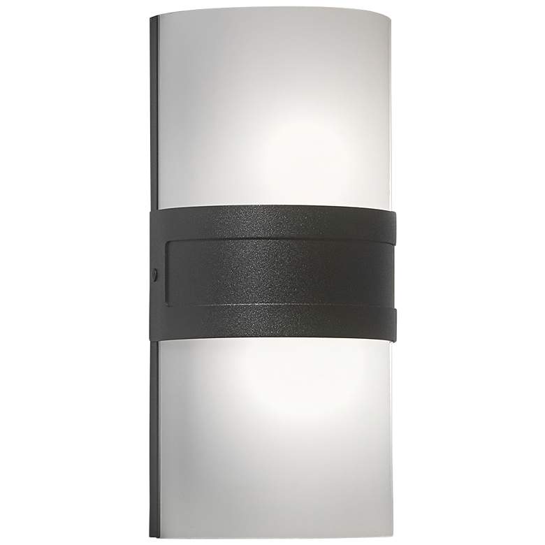 Image 1 UltraLights Profiles 12" Brass and Onyx LED Exterior Wall Light