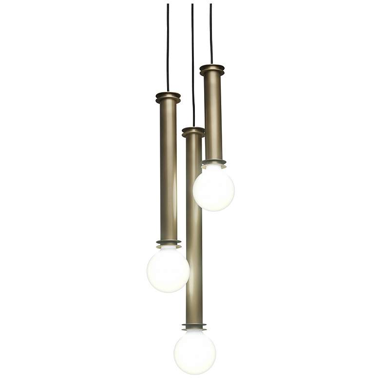 Image 1 UltraLights Solo 12" Wide New Brass 3-Light LED Retrofit Mini Pendant