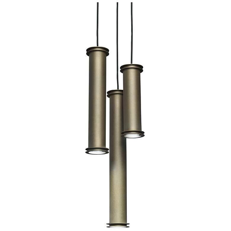 Image 1 UltraLights Solo 12"W Cast Bronze 3-Light LED Retrofit Mini Pendant