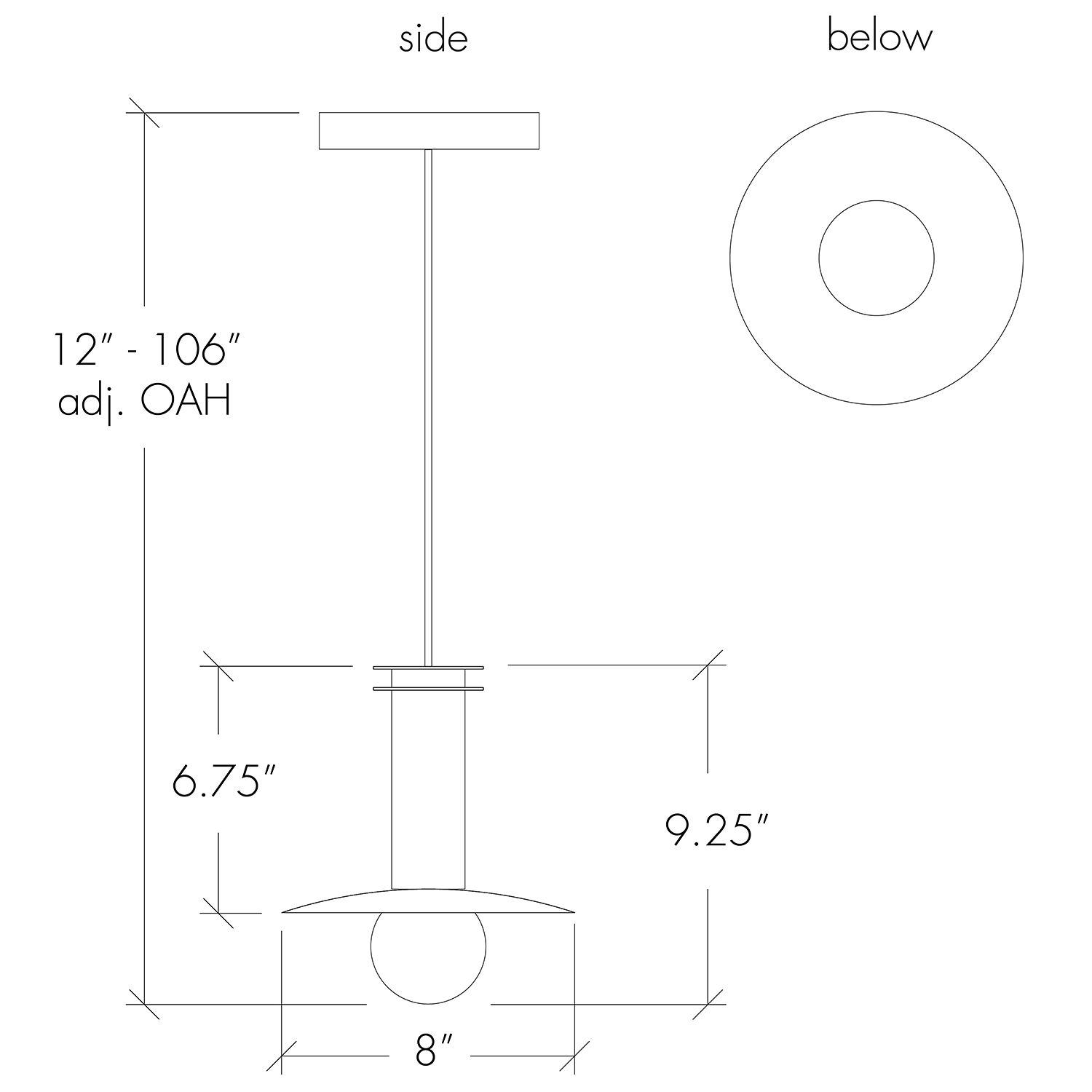 UltraLights Solo 8" Wide White LED Retrofit Mini Pendant - Made to Ord in scene
