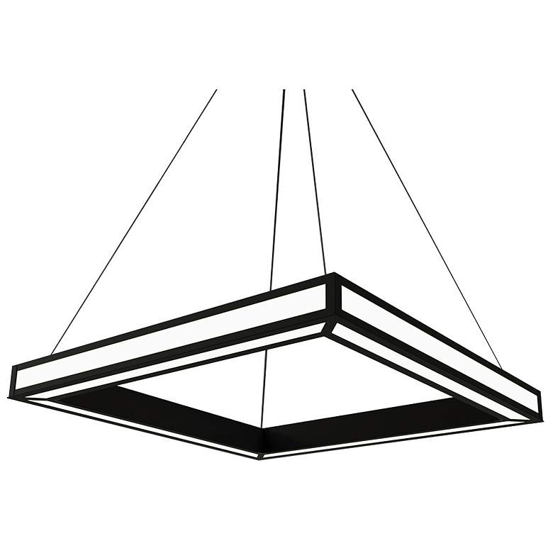 Image 1 UltraLights Strata 24" Wide Black and Opal LED Square Pendant Light