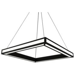 UltraLights Strata 24" Wide Black and Opal LED Square Pendant Light