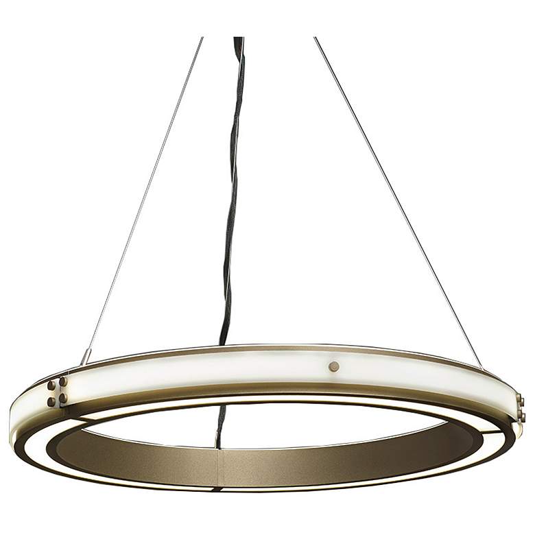 Image 1 UltraLights Strata 24" Wide Cast Bronze Ring 0-10V LED Pendant Light