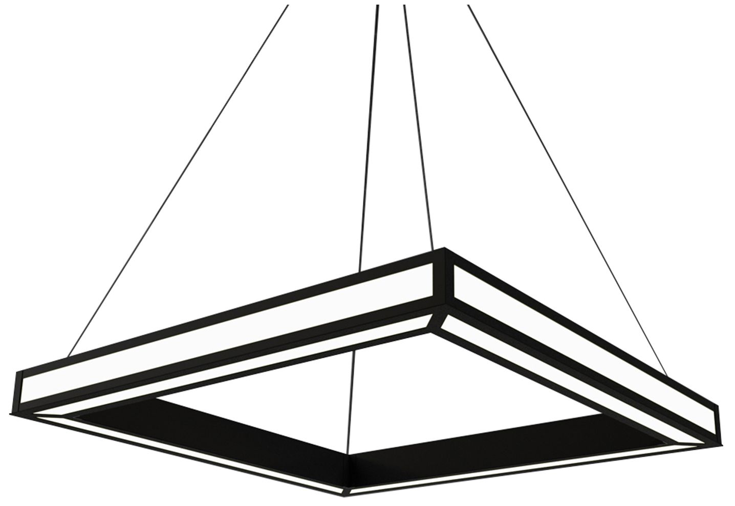 UltraLights Strata 24"W Black & Opal LED Square Pendant Light Made to Order
