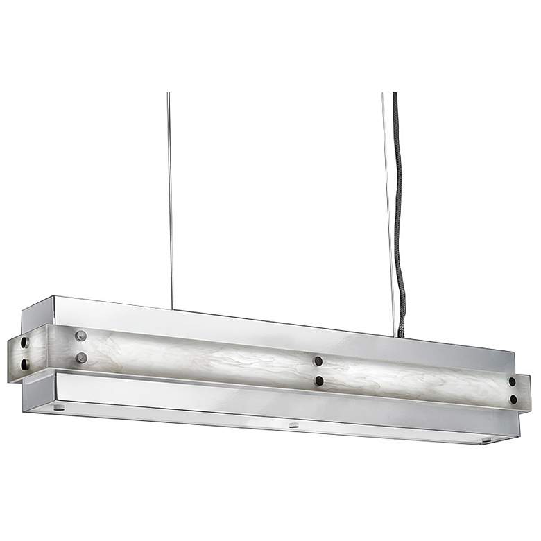 Image 1 UltraLights Strata 36"W Chrome White Swirl 0-10V LED Linear Pendant