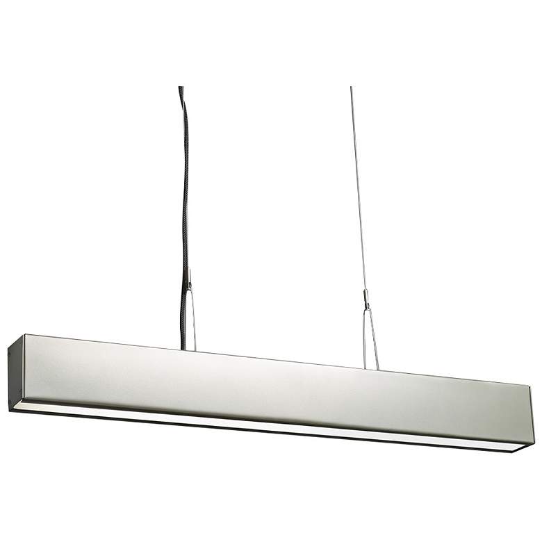 Image 1 UltraLights Strata 36"W Satin Pewter and Opal 0-10V LED Linear Pendant