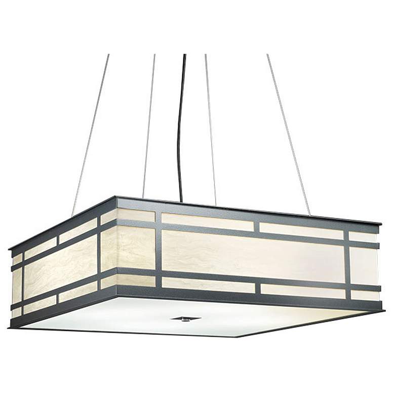 Image 1 UltraLights Tambour 24" Wide Dark Iron 46.9W LED Pendant Light