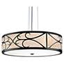 1_UltraLights Tambour 24"W Black Faux Alabaster 46.9w LED Pendant Light
