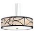 UltraLights Tambour 24"W Black Faux Alabaster 46.9w LED Pendant Light