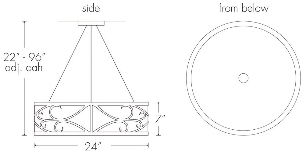 Image 3 UltraLights Tambour 24"W Black Faux Alabaster 46.9w LED Pendant Light more views