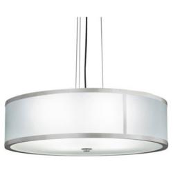 UltraLights Tambour 24"W Satin Pewter Opal 33.6W LED Pendant Light