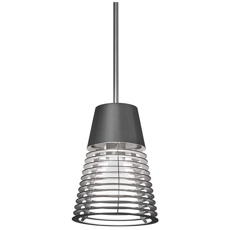 Image 1 UltraLights Vasi 7 1/2" Wide Satin Pewter LED Retrofit Mini Pendant