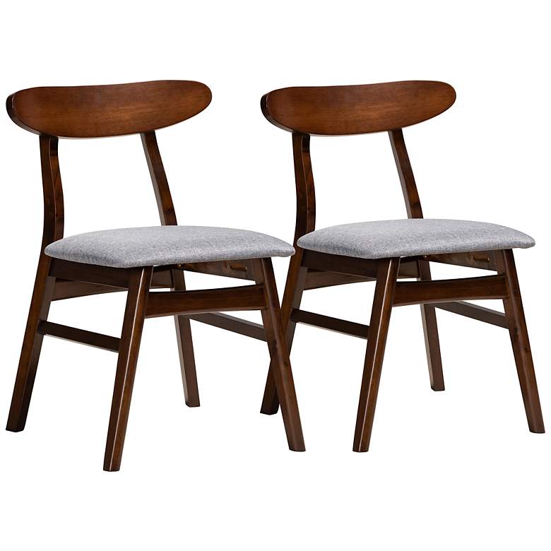 Image 2 Ulyana Gray Fabric Dirty Oak Wood Dining Chairs Set of 2
