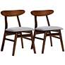 Ulyana Gray Fabric Dirty Oak Wood Dining Chairs Set of 2