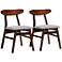 Ulyana Gray Fabric Dirty Oak Wood Dining Chairs Set of 2