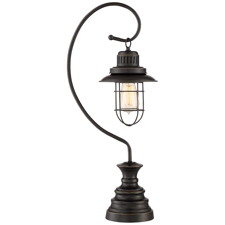Image 2 Ulysses Oil-Rubbed Bronze Industrial Lantern Desk Lamp with USB Dimmer