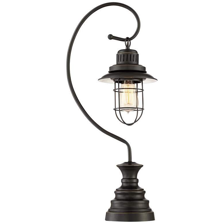 Image 7 Ulysses Oil-Rubbed Bronze Industrial Lantern Desk Lamp with USB Dimmer more views