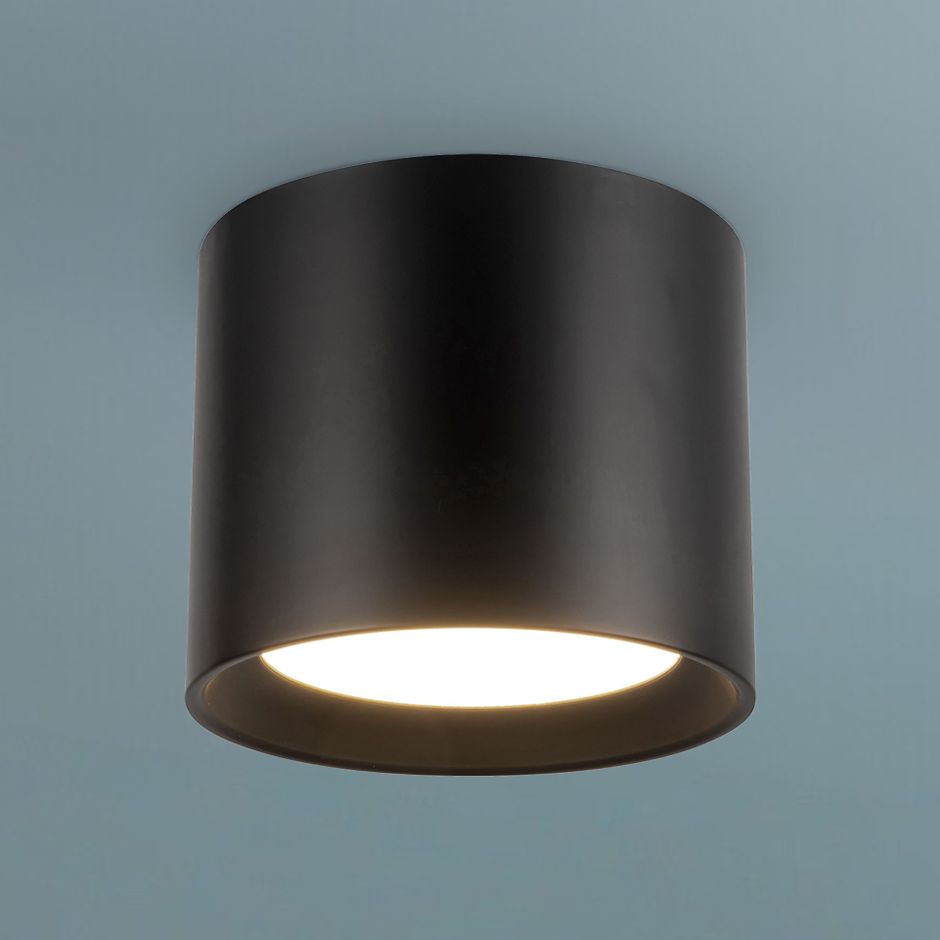Uma 7-in (6-in Height) Black dimmable LED Semi-Flush Mount