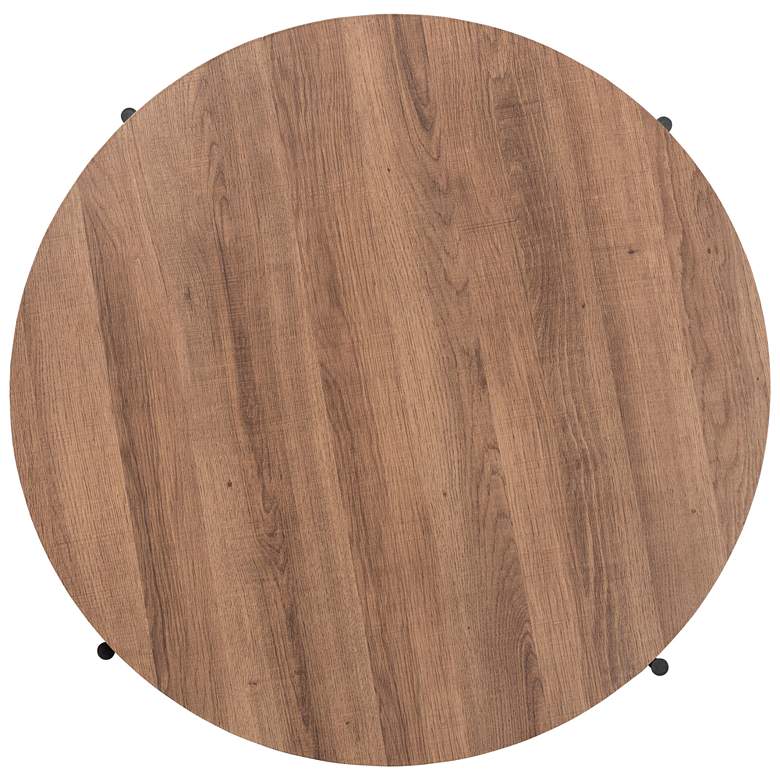 Image 5 Umar 31 1/2"W Walnut Brown Black Metal Round Coffee Table more views