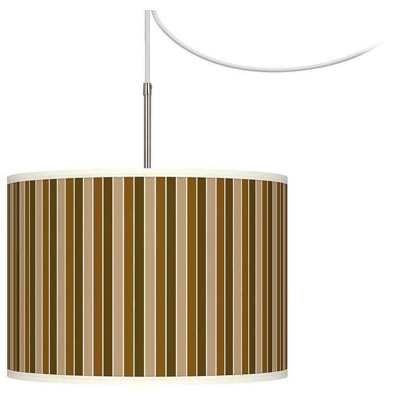 Image 1 Umber Stripes Giclee Glow Swag Style Plug-In Chandelier