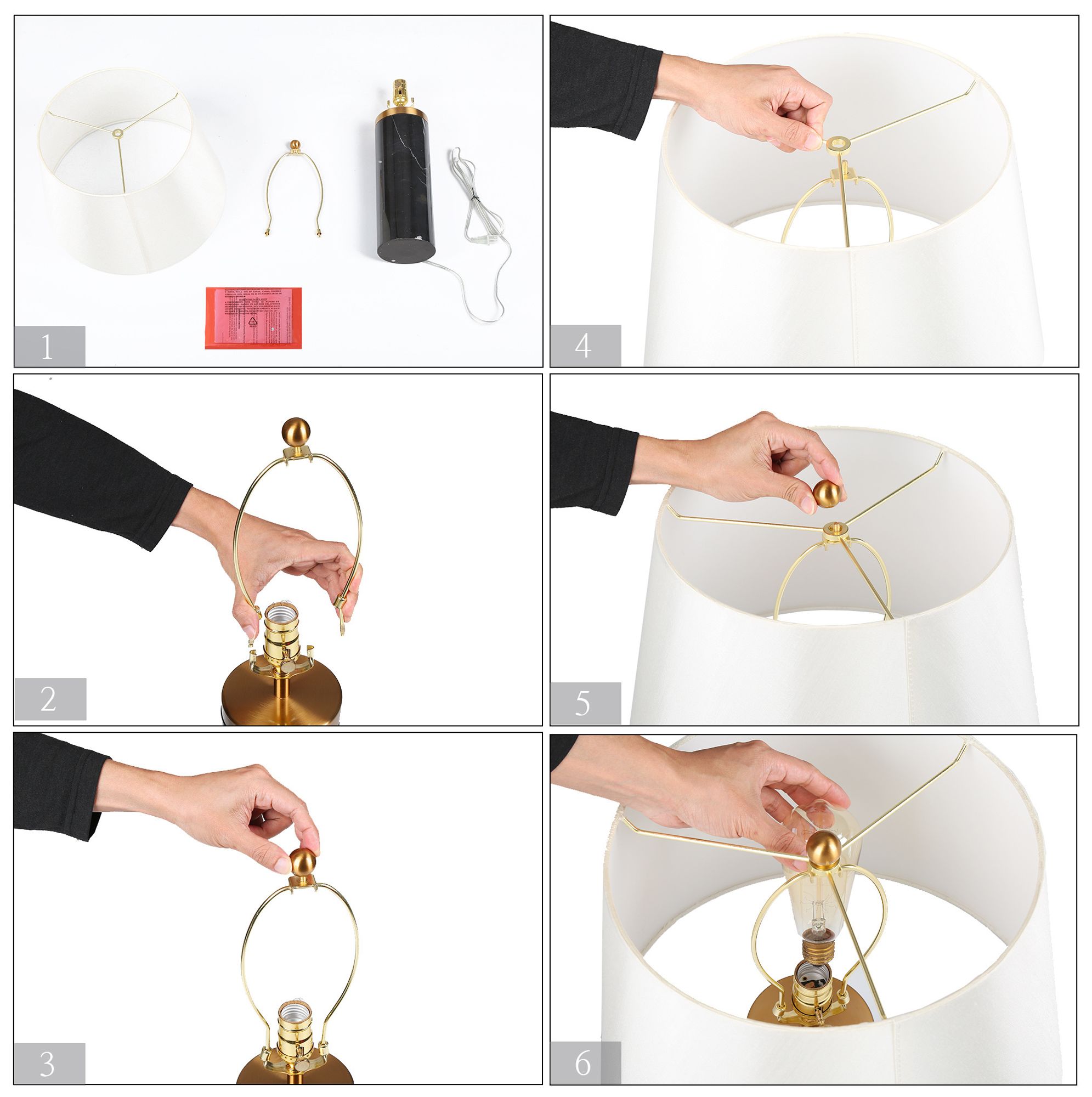 Umboiey 1-Light Black Stone Table Lamps