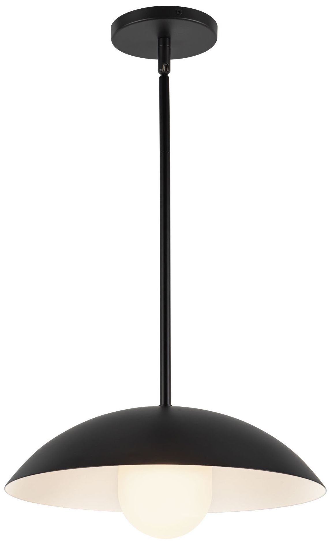 Umbra 14-in Black Pendant with Matte Opal Glass Diffuser